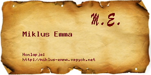 Miklus Emma névjegykártya